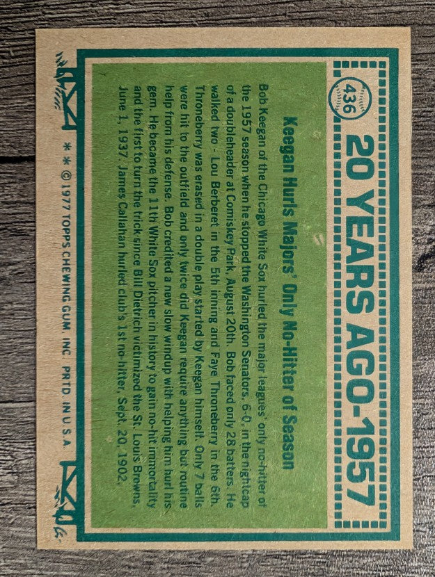 1977 Topps #436 Bob Keegan TBC (EX)