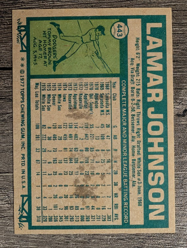 1977 Topps #443 Lamar Johnson (VGEX)
