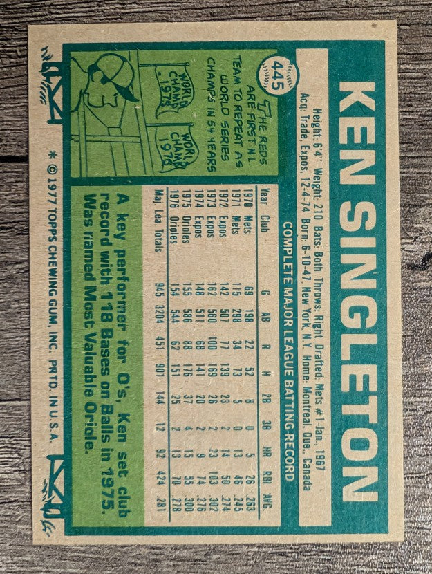 1977 Topps #445 Ken Singleton (EXMT)