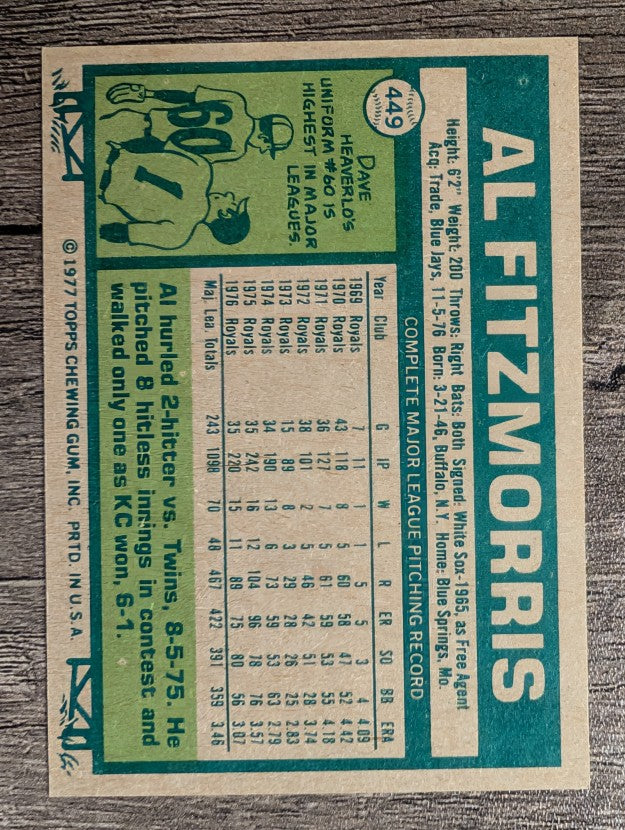 1977 Topps #449 Al Fitzmorris (EXMT)