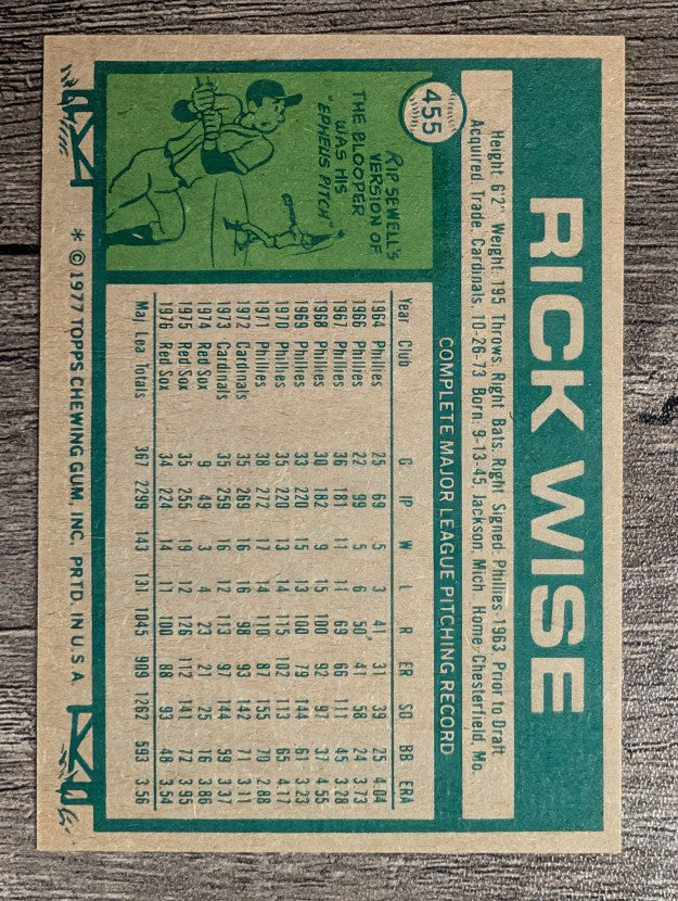 1977 Topps #455 Rick Wise (EXMT)