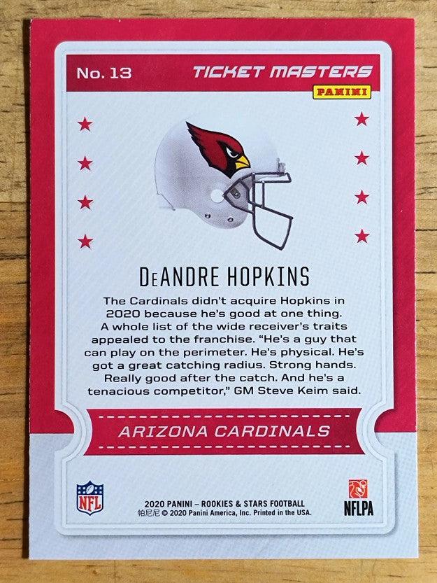 2020 Rookies and Stars Ticket Masters #13 DeAndre Hopkins