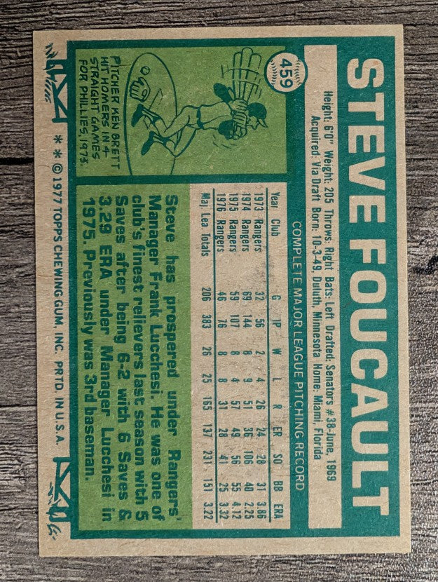 1977 Topps #459 Steve Foucault (EX)