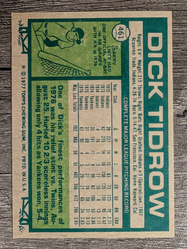 1977 Topps #461 Dick Tidrow (NM)