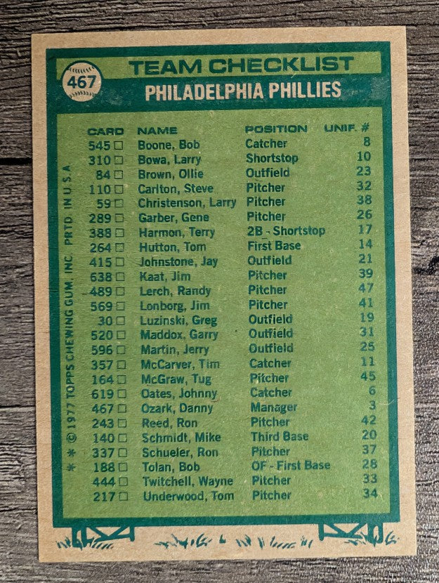1977 Topps #467 Philadelphia Phillies CL/Danny Ozark MG (EXMT)