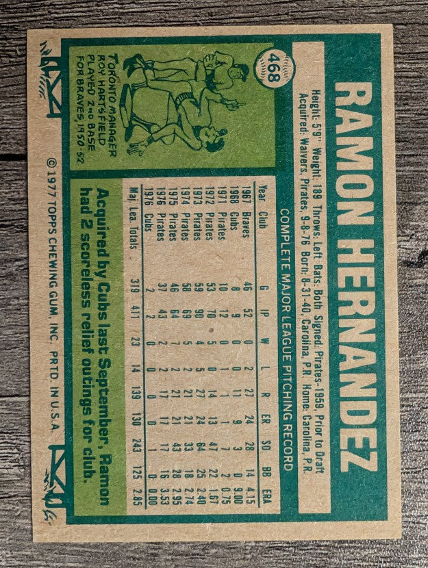 1977 Topps #468 Ramon Hernandez (NMMT)