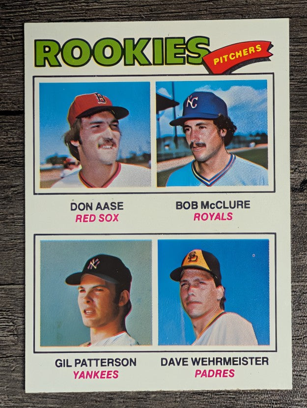 1977 Topps #472 Don Aase/Bob McClure/Gil Patterson RC/Dave Wehrmeister RC (NM)