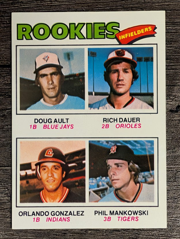 1977 Topps #477 Doug Ault/Rich Dauer/Orlando Gonzalez/Phil Mankowski RC (NM)
