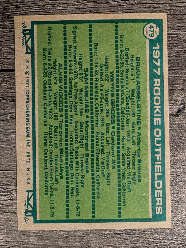 1977 Topps #479 Brian Asselstine/Wayne Gross/Sam Mejias/Alvis Woods RC (NMMT)