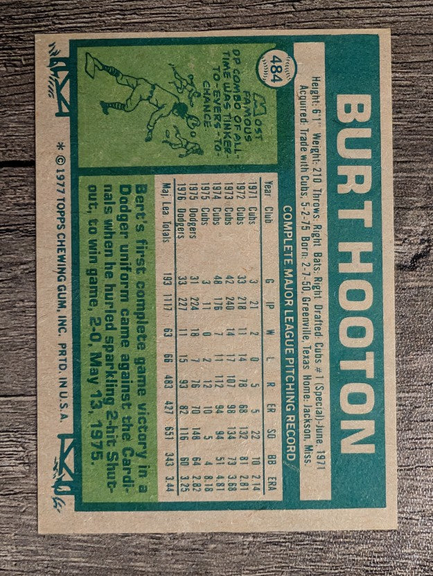 1977 Topps #484 Burt Hooton (EXMT)