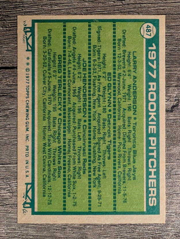 1977 Topps #487 Larry Anderson/Ed Glynn/Joe Henderson/Greg Terlecky RC (NMMT)