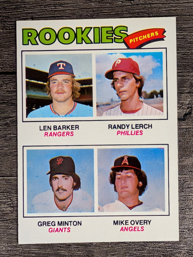 1977 Topps #489 Len Barker RC/Randy Lerch/Greg Minton RC/Mike Overy RC (NM)