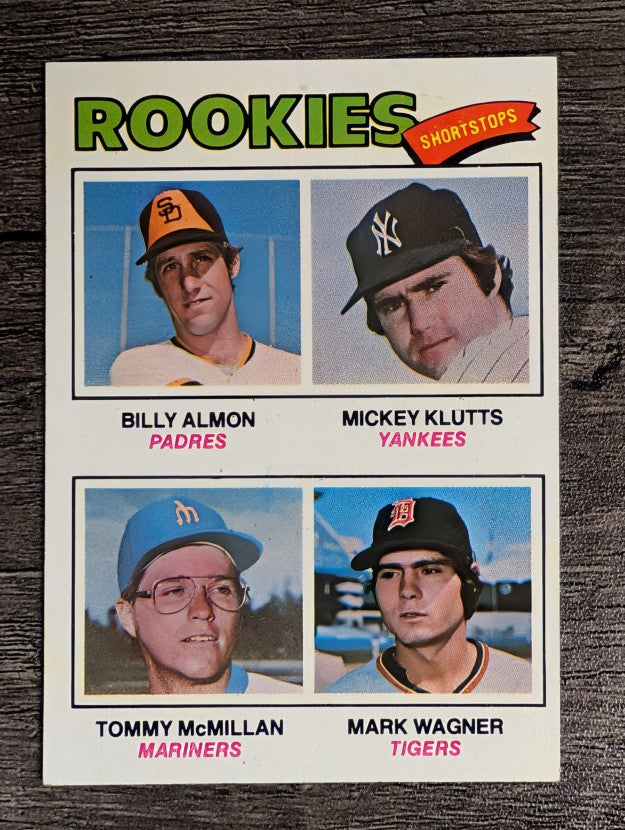 1977 Topps #490 Billy Almon/Mickey Klutts/Tommy McMillan/Mark Wagner RC (NM)