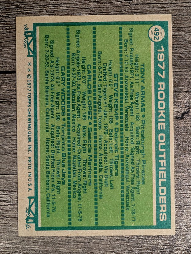 1977 Topps #492 Tony Armas RC/Steve Kemp RC/Carlos Lopez RC/Gary Woods RC (NMMT)