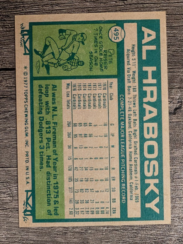 1977 Topps #495 Al Hrabosky (EX)