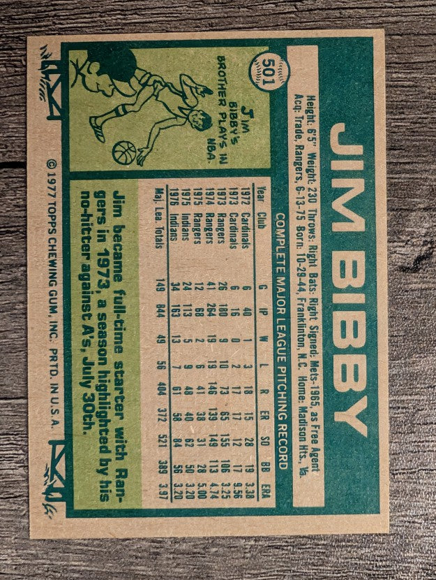 1977 Topps #501 Jim Bibby (NM)