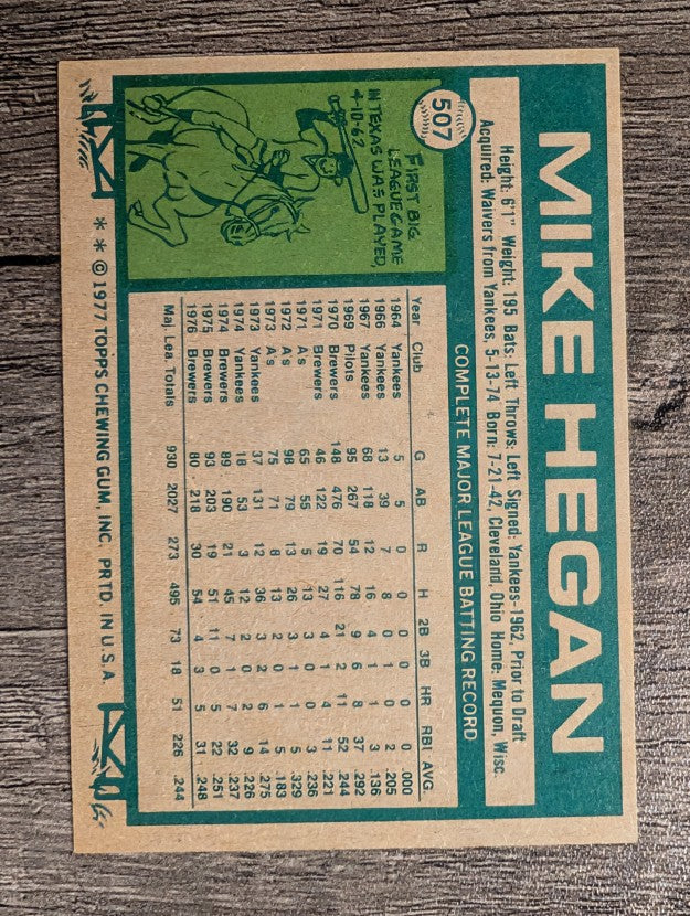 1977 Topps #507 Mike Hegan (NM)