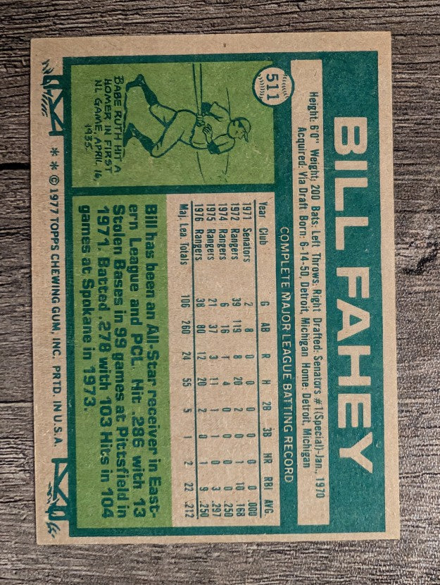 1977 Topps #511 Bill Fahey (EXMT)