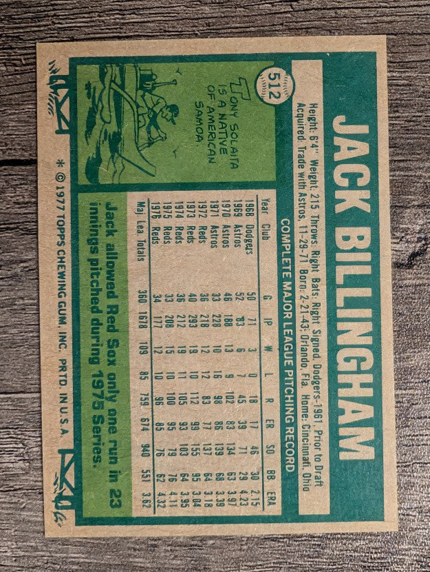 1977 Topps #512 Jack Billingham (EXMT)