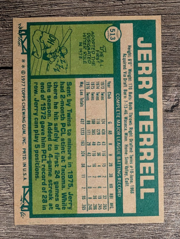 1977 Topps #513 Jerry Terrell (EXMT)