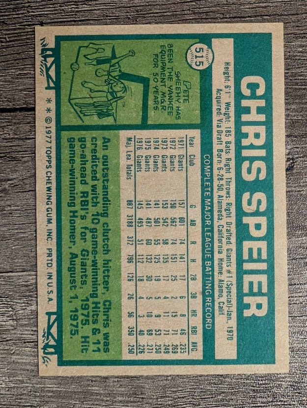 1977 Topps #515 Chris Speier (NM)