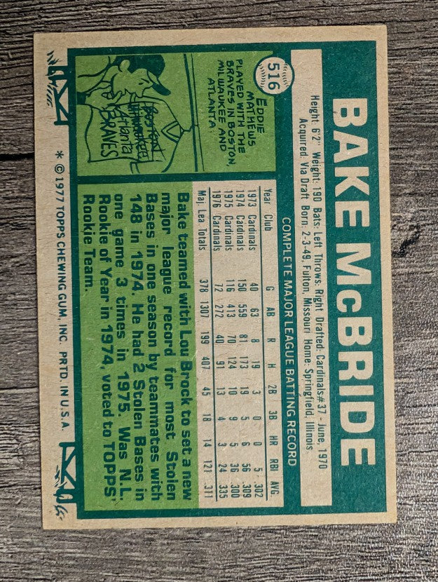 1977 Topps #516 Bake McBride (EXMT)