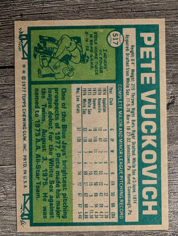 1977 Topps #517 Pete Vuckovich RC (EXMT)