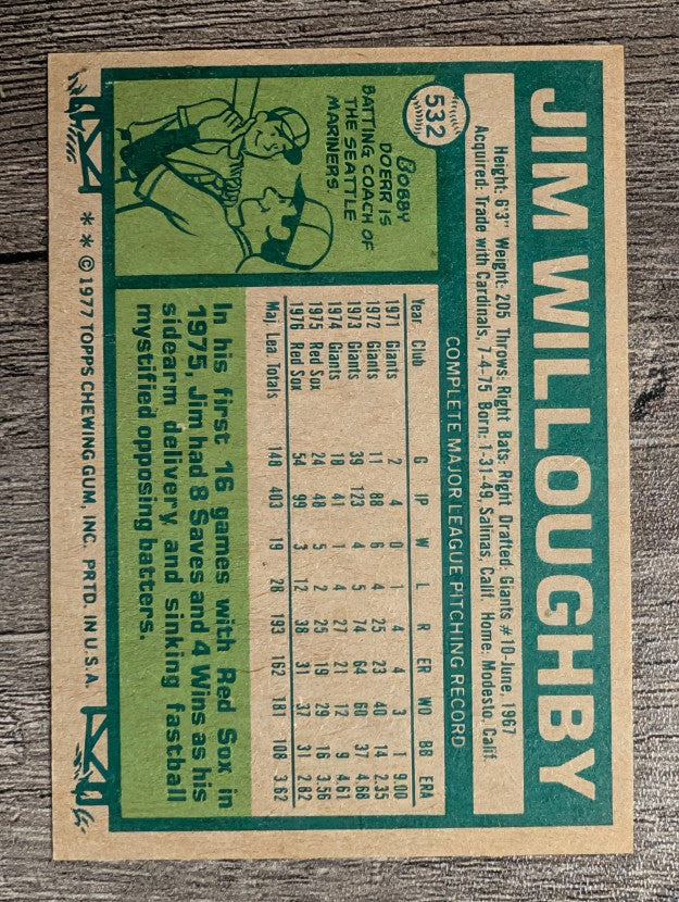 1977 Topps #532 Jim Willoughby (NMMT)