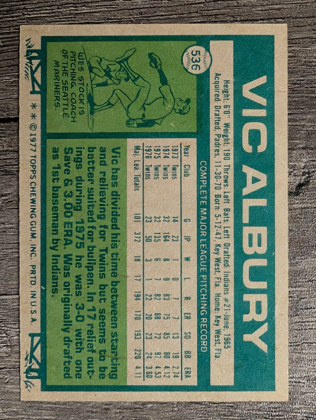 1977 Topps #536 Vic Albury (EX)