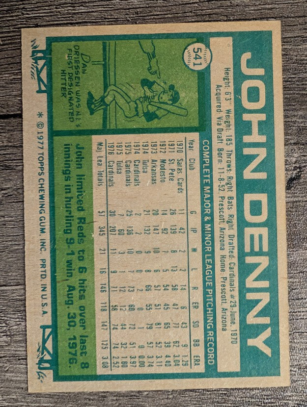 1977 Topps #541 John Denny (EXMT)