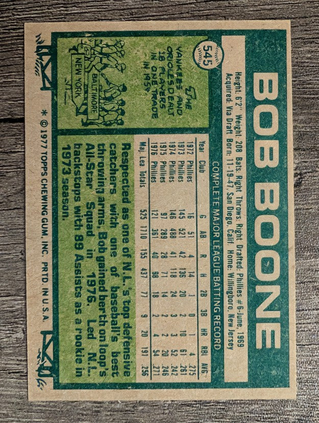 1977 Topps #545 Bob Boone (NM)
