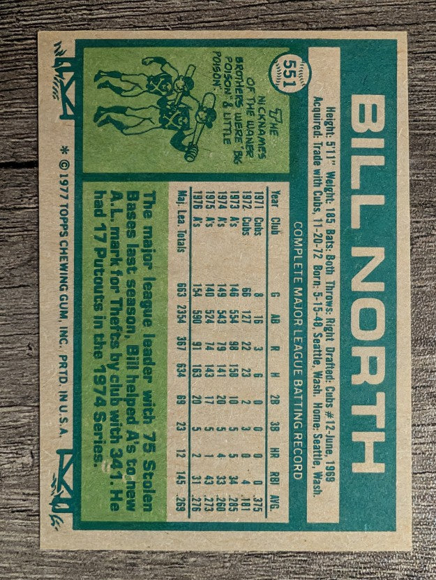 1977 Topps #551 Bill North (NM)