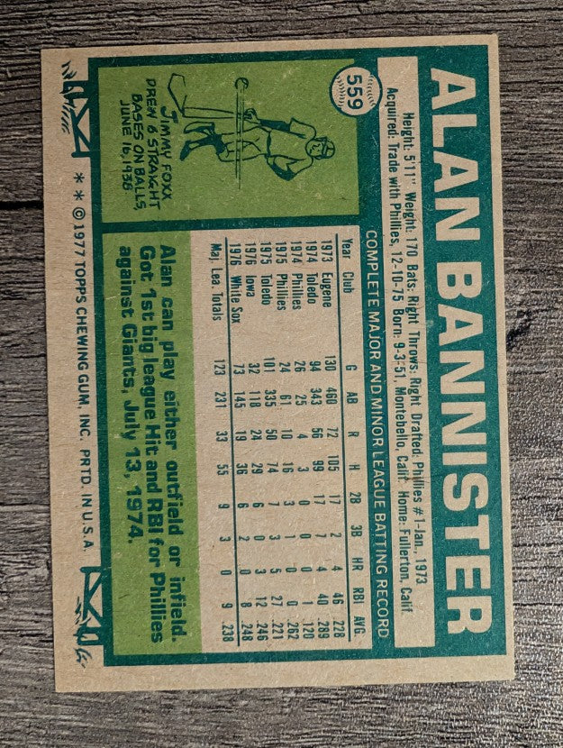 1977 Topps #559 Alan Bannister RC (EXMT)