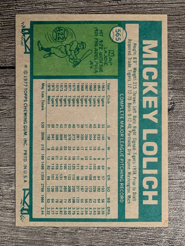 1977 Topps #565 Mickey Lolich (NM)