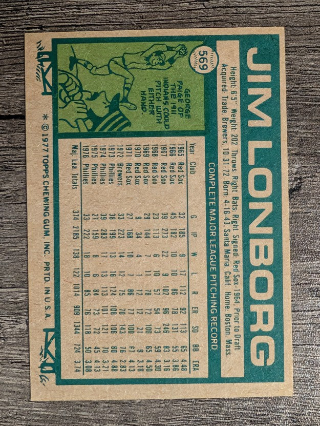 1977 Topps #569 Jim Lonborg (EXMT)