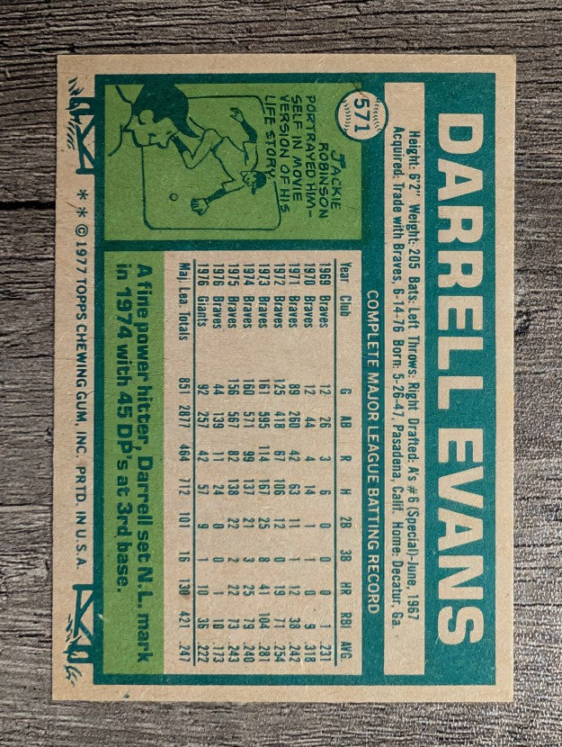 1977 Topps #571 Darrell Evans (NM)