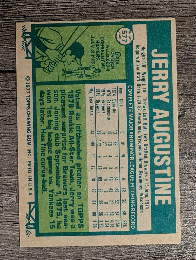 1977 Topps #577 Jerry Augustine RC (EXMT)