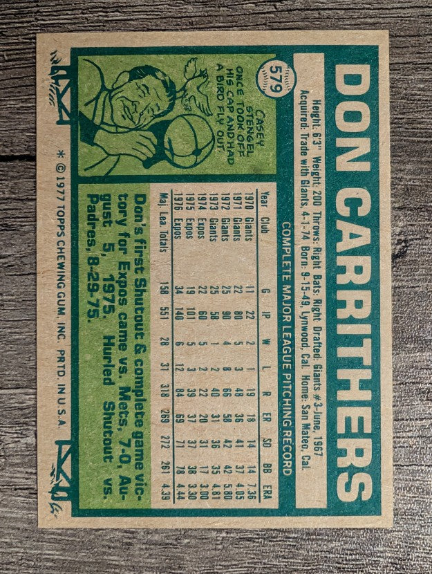 1977 Topps #579 Don Carrithers (NM)