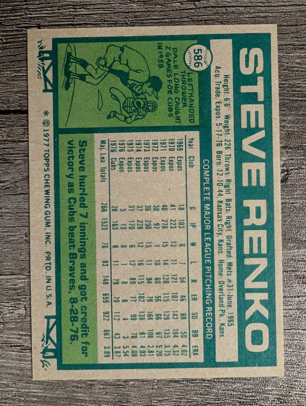 1977 Topps #586 Steve Renko (EXMT)
