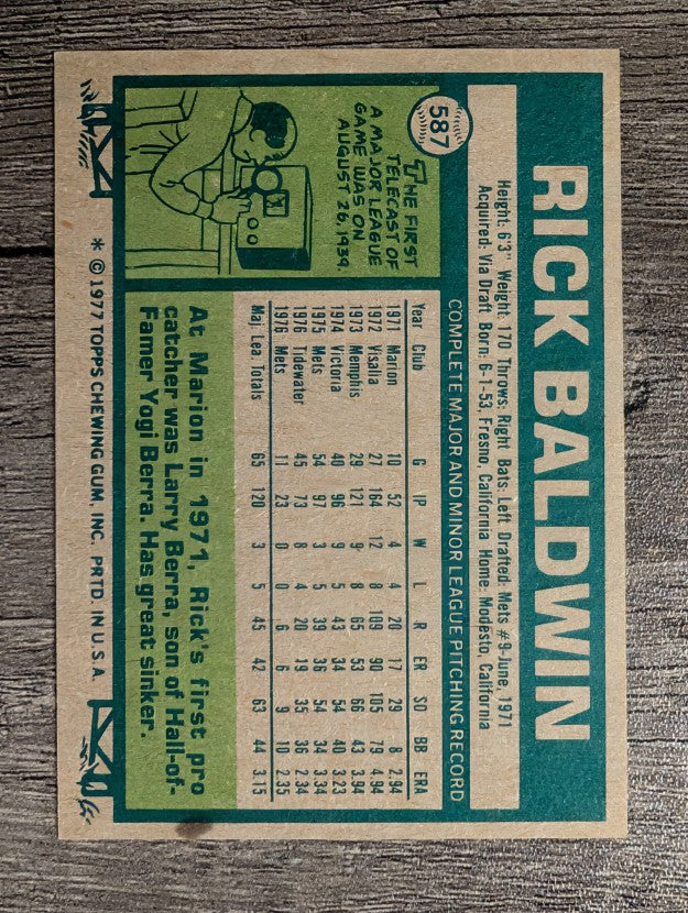 1977 Topps #587 Rick Baldwin (EXMT)