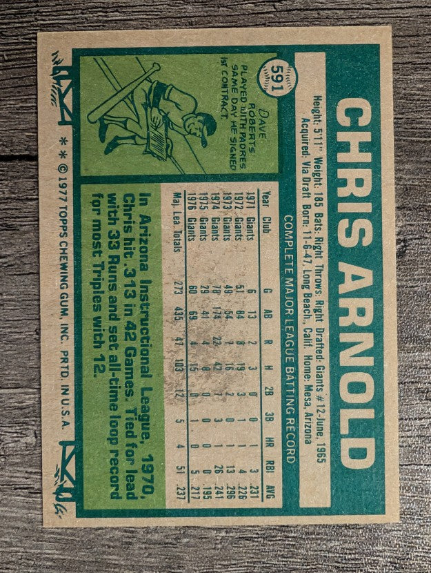 1977 Topps #591 Chris Arnold (EX)