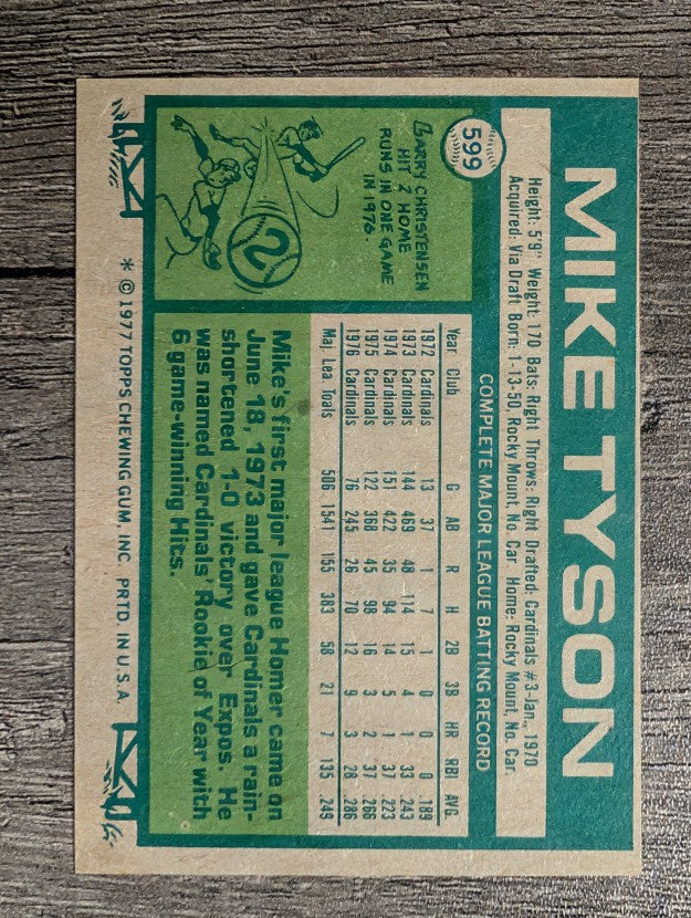 1977 Topps #599 Mike Tyson (EXMT)