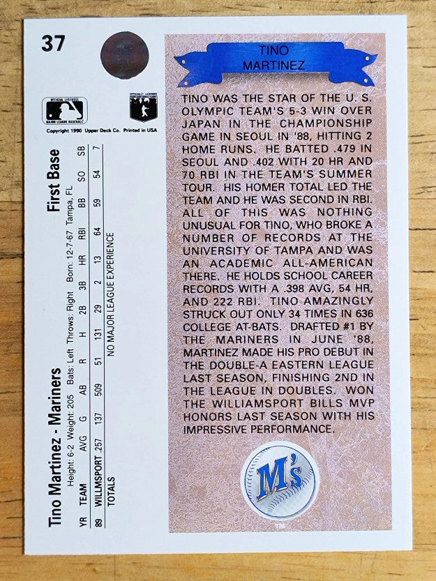 1990 Upper Deck #37 Tino Martinez