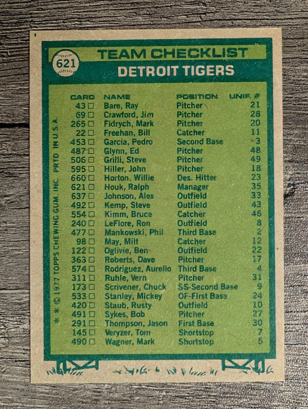 1977 Topps #621 Detroit Tigers CL/Ralph Houk MG (NM)