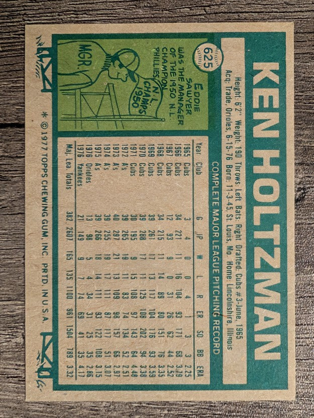 1977 Topps #625 Ken Holtzman (EXMT)