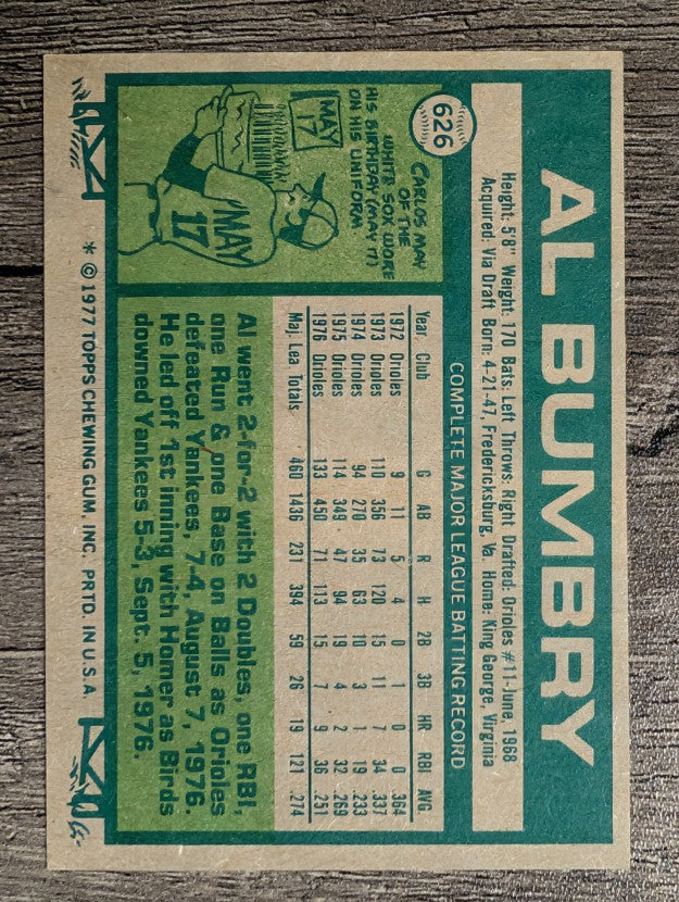 1977 Topps #626 Al Bumbry (NM)