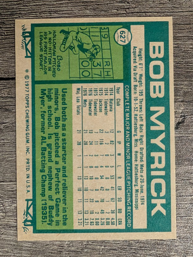 1977 Topps #627 Bob Myrick RC (EXMT)