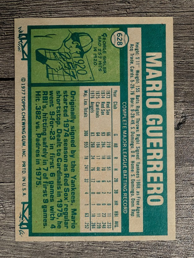 1977 Topps #628 Mario Guerrero (EX)