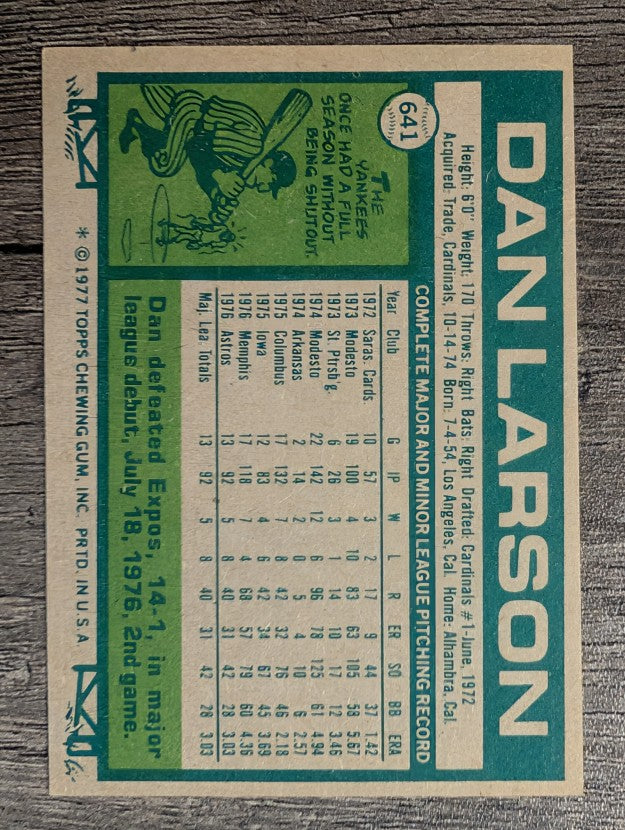 1977 Topps #641 Dan Larson RC (NM)