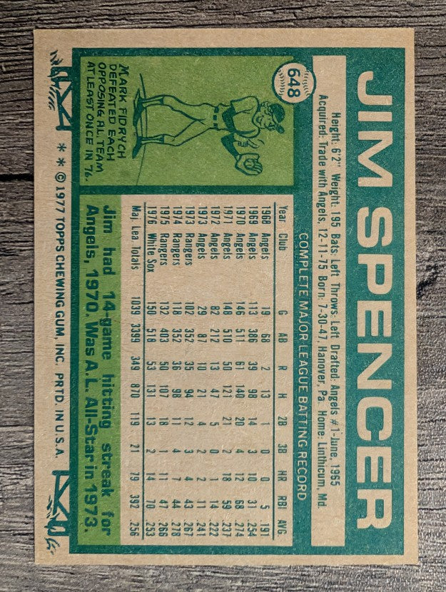 1977 Topps #648 Jim Spencer (NM)